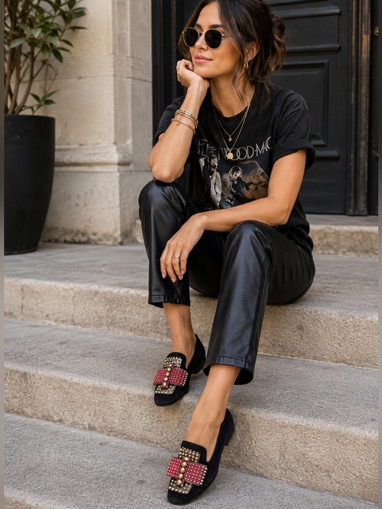 Jeffrey Campbell Shoes - Jeffrey Campbell Ibiza Studded Suede Loafers Black Slip-On Flats Punk Boho EU 39